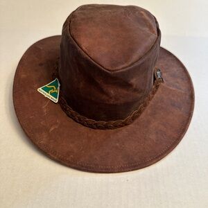 NWT Kakadu Traders Nullarbor Hat Tobacco 100% Leather 2H12N Size Large